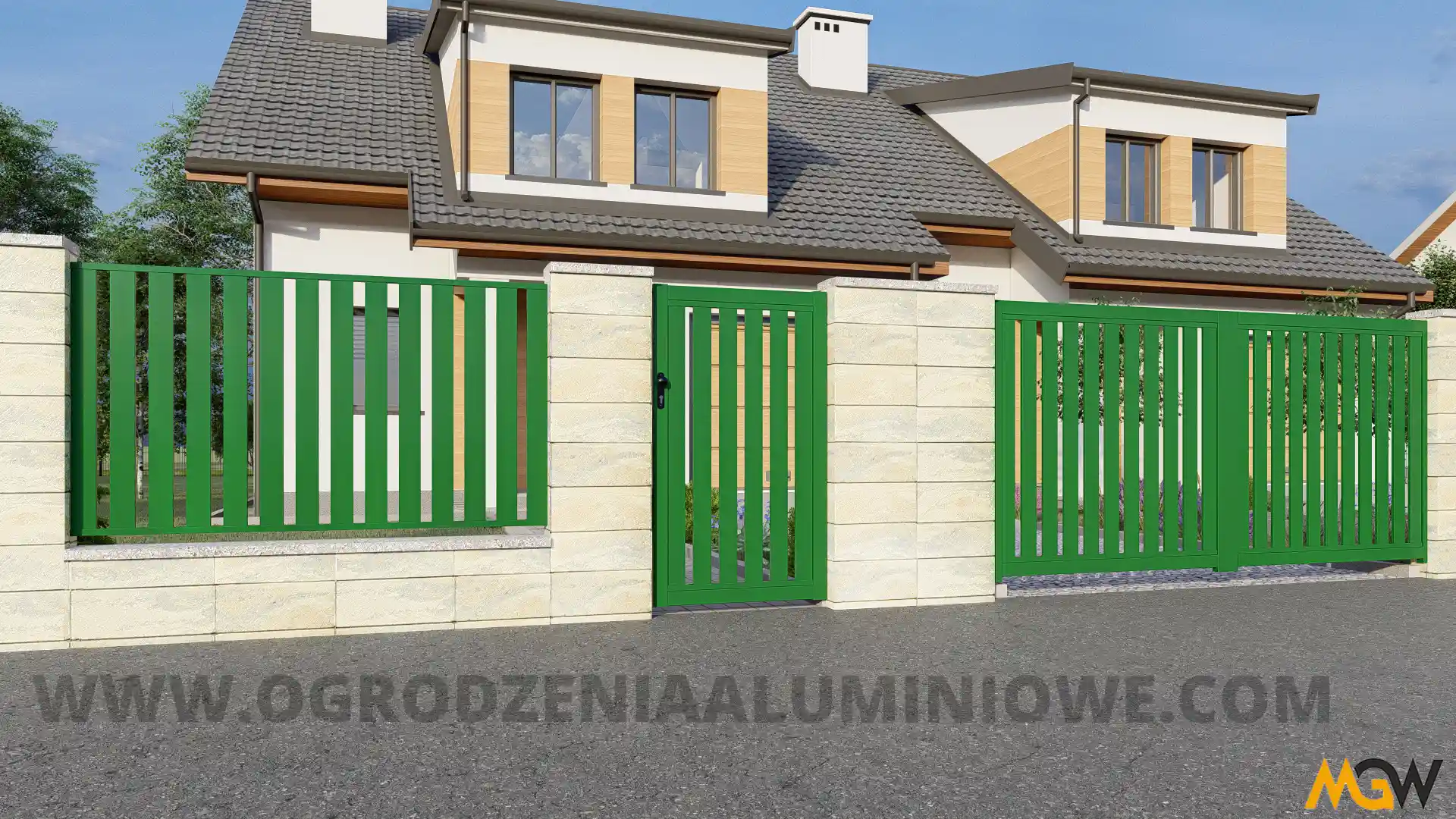 ogrodzenie aluminiowe zielone 2
