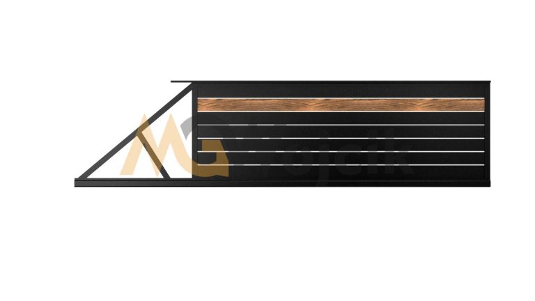 Brama-aluminiowa-przesuwna-Modern-laty-150-wstawka-drewnopodobna