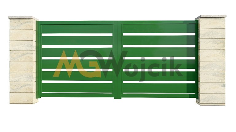 Brama-aluminiowa-dwuskrzydlowa-Modern-200-Zielona-2