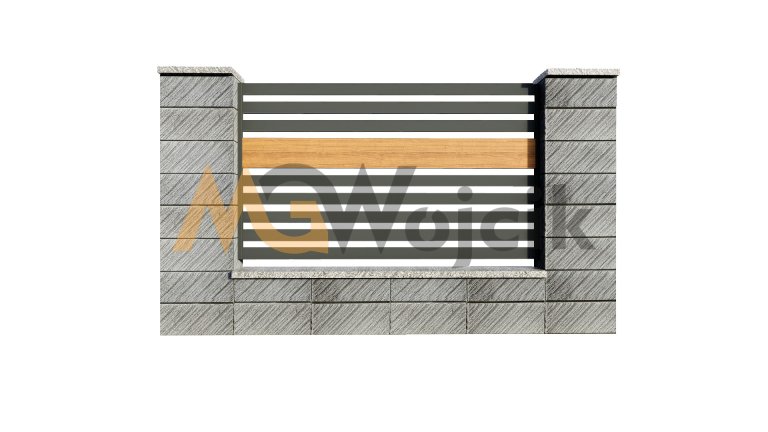 Ogrodzenie-aluminiowe-Modern-80-ze-wstawka-drewnopodobna-3